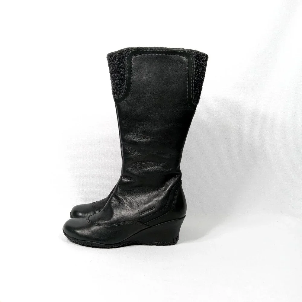 MERRELL Larkspur Black Leather Knee High Winter Boot Womens Size 8